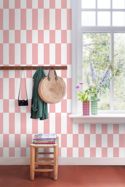 ESTAhome Tapete Streifen Rosa und Weiß - 50 x 900 cm - 130918