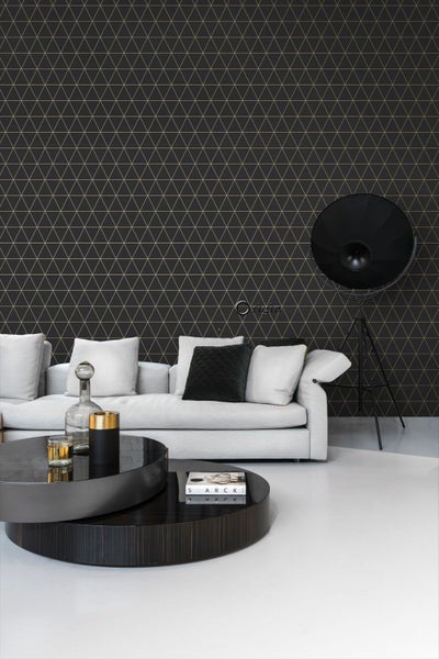 Origin Wallcoverings Tapete grafische Dreiecke Schwarz und Gold - 53 cm x 10.05 m - 347684