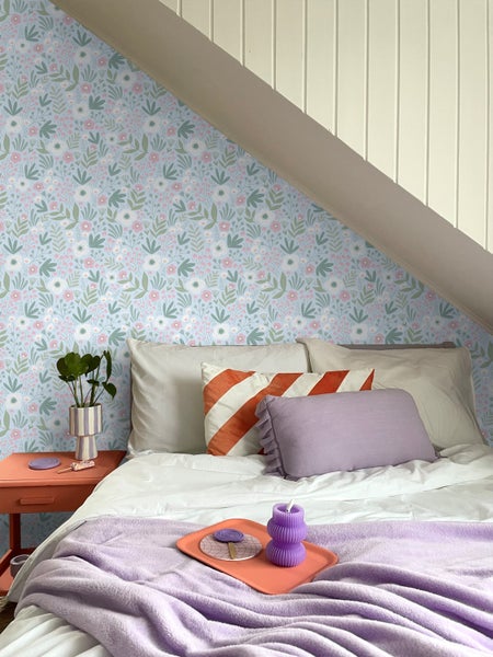 ESTAhome Tapete Blumen Grün und Rosa - 50 x 900 cm - 131066