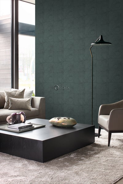 Origin Wallcoverings Tapete Querschnitte von Baumstämmen Smaragdgrün - 53 cm x 10.05 m - 347549