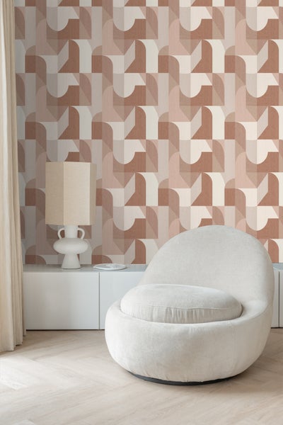 Origin Wallcoverings Tapete Kreise im Bauhaus-Stil Terrakotta und Beige - 50 x 900 cm - 348029