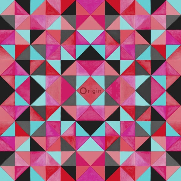 Origin Wallcoverings Tapete kubistisches Muster Rot und Blau - 53 cm x 10.05 m - 346911