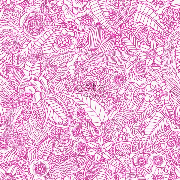 ESTAhome Tapete Blumenzeichnungen Rosa - 53 cm x 10.05 m - 148614