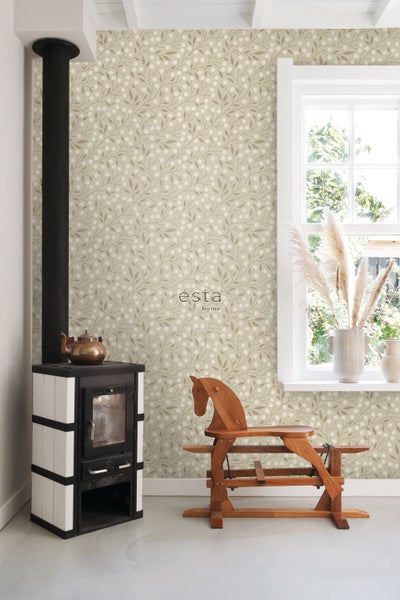 ESTAhome Tapete Blumenmuster Beige - 50 x 900 cm - 139591