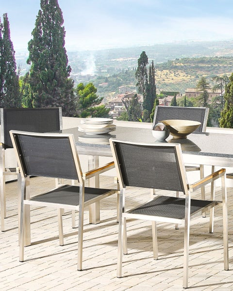 Gartenstuhl 4er Set GROSSETO Edelstahl Grau