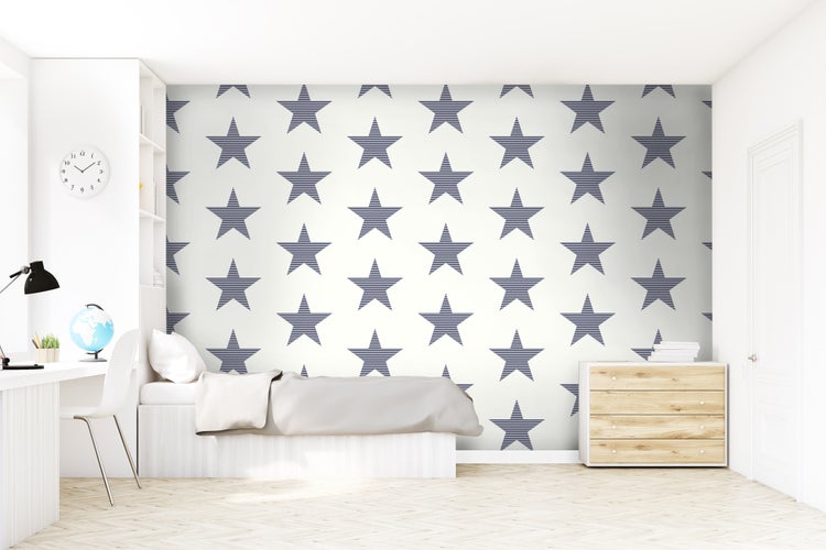 Walls4You Tapete großer Stern Dunkelblau - 53 cm x 10,05 m - 935287