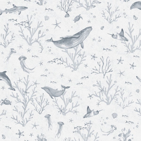 ESTAhome Tapete Unterwasserwelt Graublau - 50 x 900 cm - 131257