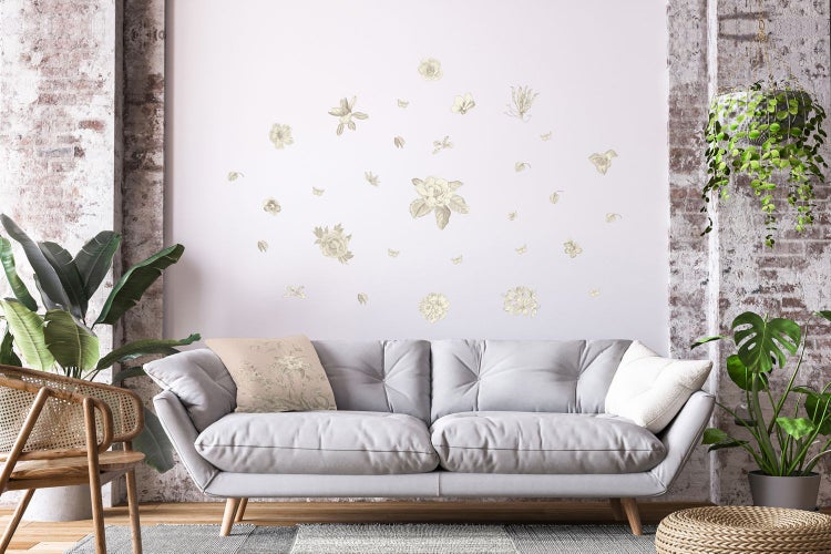 Sanders und Sanders Wandtattoo Blumen Grau - 65 x 42.5 cm - 601340