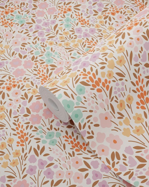 ESTAhome Tapete Blumen Rosa und Blau - 50 x 900 cm - 131579