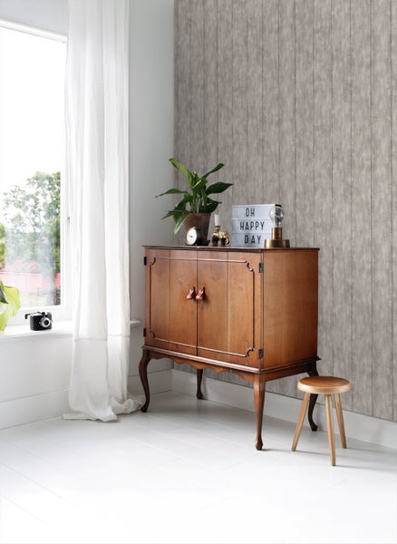 ESTAhome Tapete Holz-Optik Taupe - 53 cm x 10.05 m - 128010