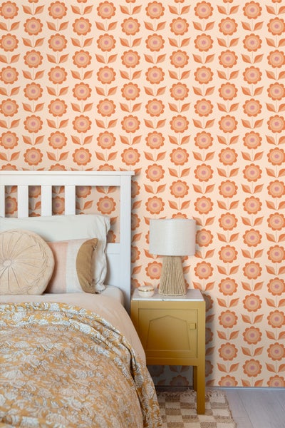 ESTAhome Tapete Blumen Orange - 50 x 900 cm - 130977