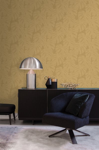 Origin Wallcoverings Tapete tropische Blätter Ockergelb - 50 x 900 cm - 347811