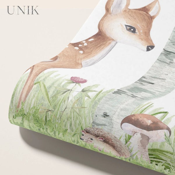 Kindertapete Waldtiere Landschaft 500 x 250 cm