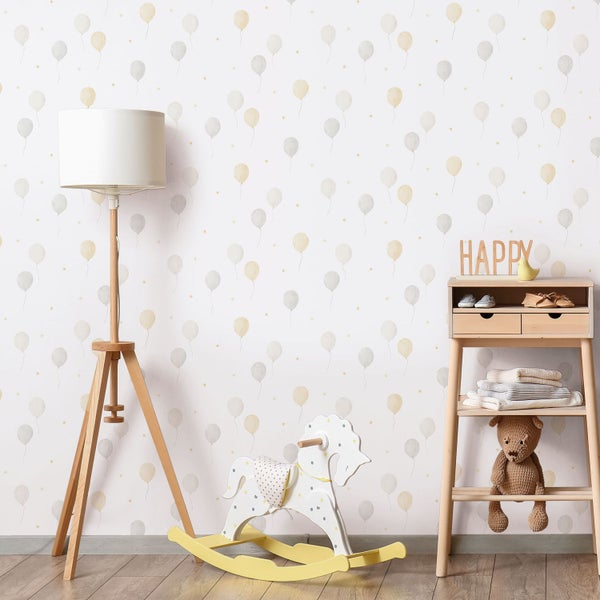Sanders und Sanders Tapete Luftballon Beige, Grau und Weiß - 53 cm x 10.05 m - 640636