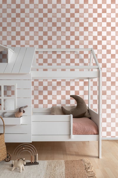 ESTAhome Tapete Karomuster Braun und Weiß - 50 x 900 cm - 131289