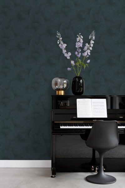 Origin Wallcoverings Tapete 3D Muster Blätter Dunkelblau - 50 x 900 cm - 348012
