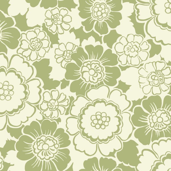 ESTAhome Tapete Retro Blumen Grün - 50 x 900 cm - 131525