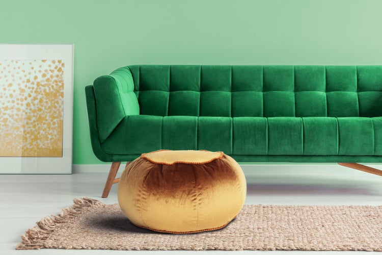 Pouf Hocker samtweich, orientalisches Design Braun Rund Ø 65 cm