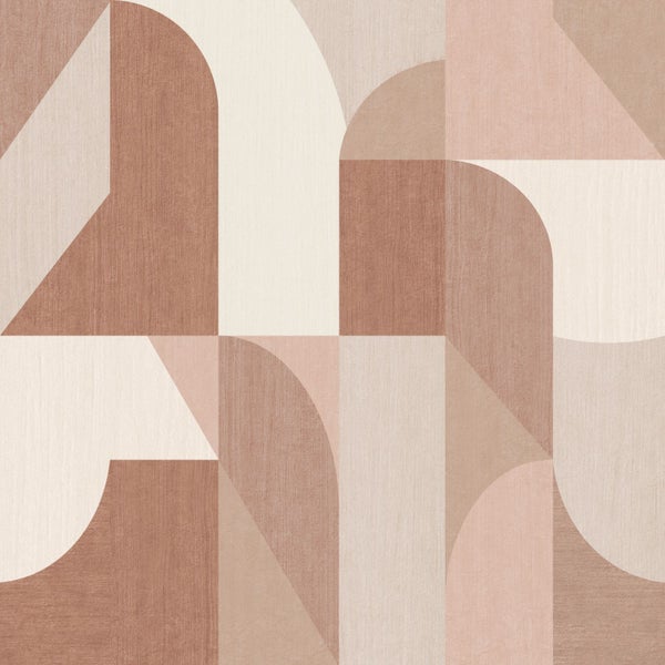 Origin Wallcoverings Tapete Kreise im Bauhaus-Stil Terrakotta und Beige - 50 x 900 cm - 348029