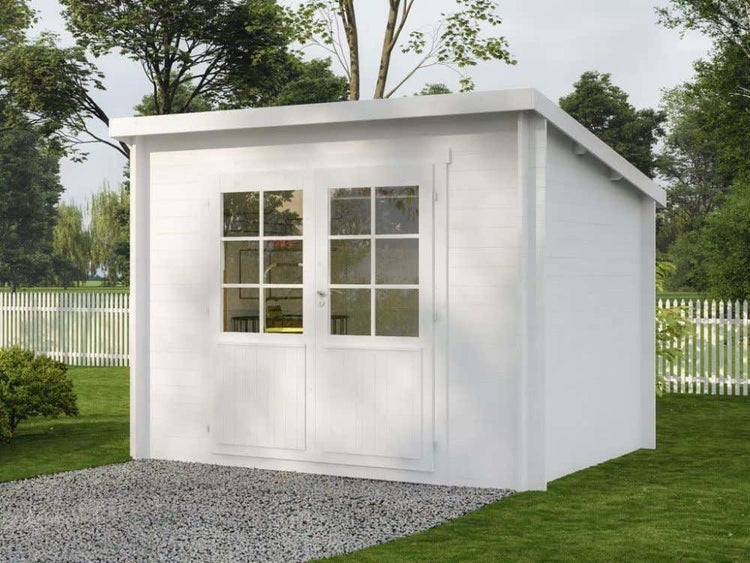Alpholz Gerätehaus Agnes Gartenhaus aus Holz, Holzhaus mit 28 mm Wandstärke Blockbohlenhaus, Naturbelassen