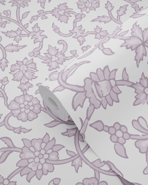 ESTAhome Tapete Blumenmuster Violett - 50 x 900 cm - 131521