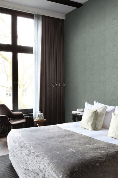Origin Wallcoverings Tapete Querschnitte von Baumstämmen Lagunengrün - 53 cm x 10,05 m - 347547