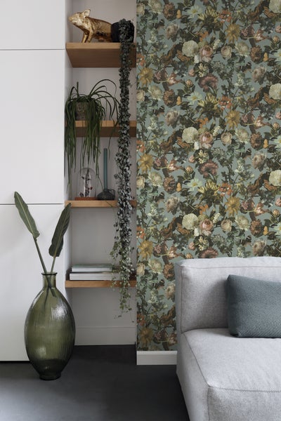 ESTAhome Tapete Blumen Graublau - 53 cm x 10.05 m - 139292