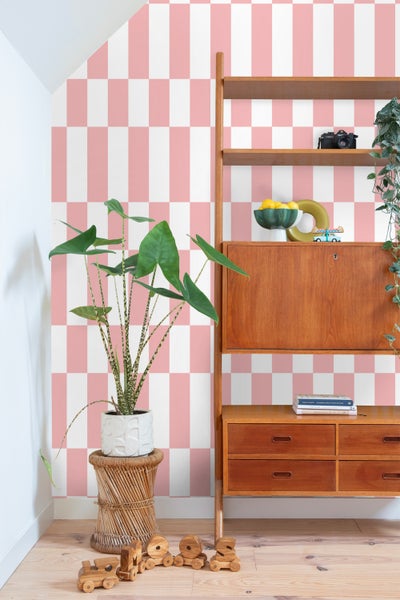 ESTAhome Tapete Streifen Rosa und Weiß - 50 x 900 cm - 130918