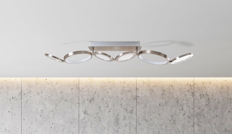 LED Deckenleuchte STELARI Länge 100 cm aus Metall in stahl-blank und weißem Kunststoff, mit fest verbauten LEDs, Deckenlampe für Wohnräume oder Büro