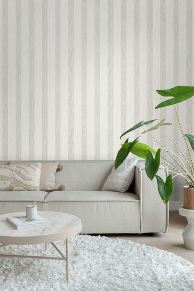Sanders und Sanders Tapete gemalte Streifen Beige und Weiß - 53 cm x 10,05 m - 640757