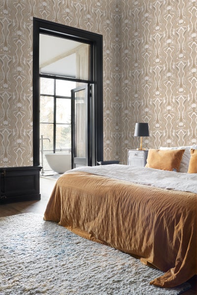ESTAhome Tapete Blumenmuster im Jugendstil Sandbeige - 50 x 900 cm - 139896