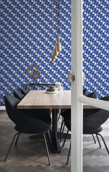 Origin Wallcoverings Tapete grafische Dreiecke Blau - 53 cm x 10.05 m - 347205