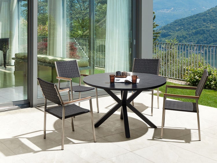 Gartenmöbel Set 4-Sitzer MALETTO/GROSSETO Polyrattan Schwarz