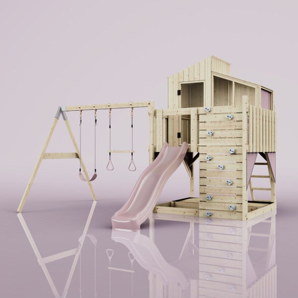 PolarPlay Spielturm Bosse aus Holz in Rosa,