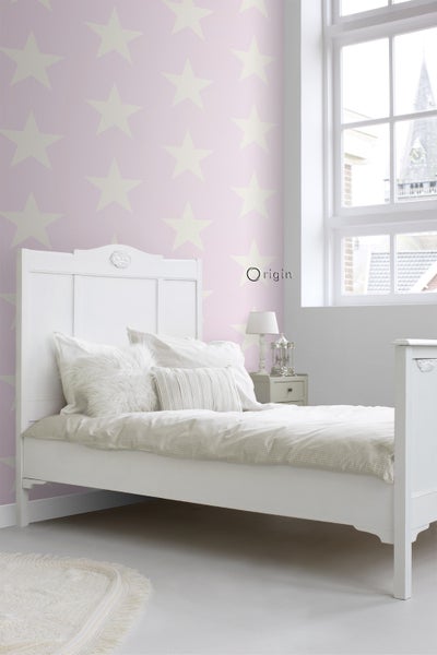 Origin Wallcoverings Tapete Sterne Rosa und Weiß - 53 cm x 10.05 m - 346827