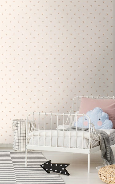 Walls4You Tapete Konfetti Herzen Beige und Gold - 0,53 x 10,05 m - 935291