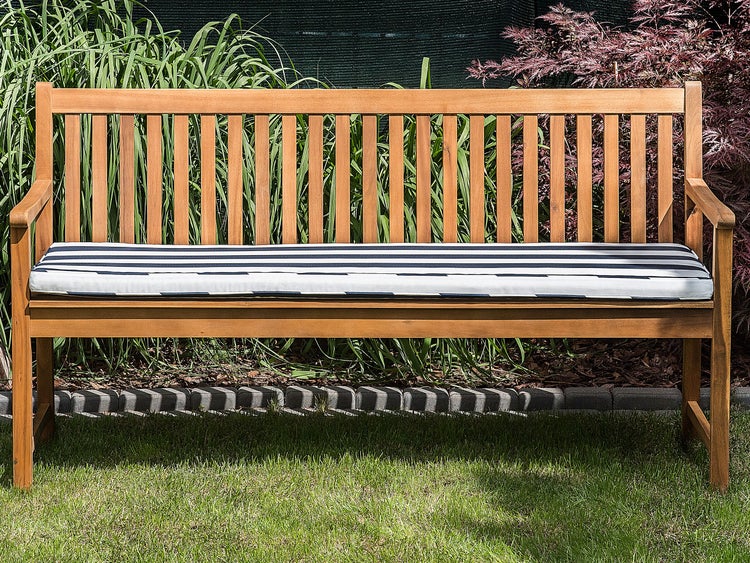 Gartenbank mit Auflage VIVARA 160 cm zertifiziertes Akazienholz Marineblau