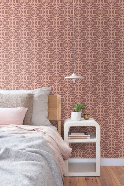 ESTAhome Tapete abgenutzte Fliesen mauve-violett - 50 x 900 cm - 131482