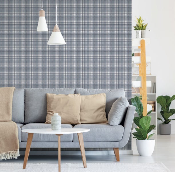 Sanders und Sanders Tapete Karomuster Dunkelblau - 53 cm x 10.05 m - 640712