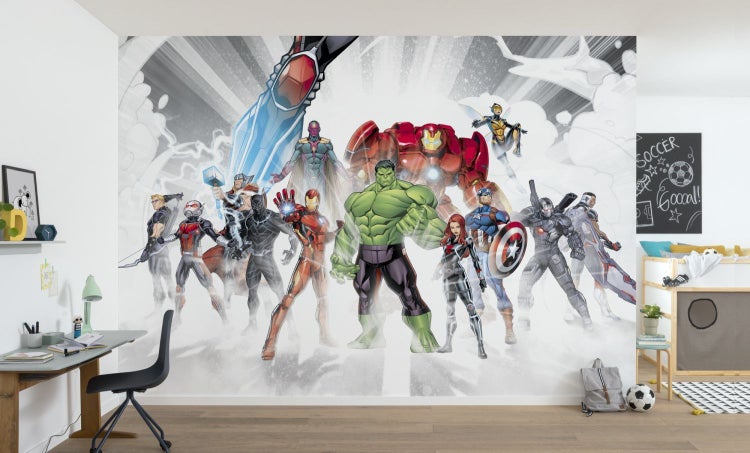 Wandbild mit Comic-Design von Marvels The Avengers im Kinderzimmer