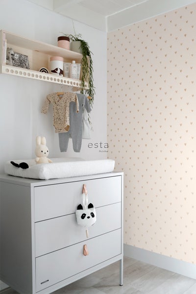 ESTAhome Tapete Herzchen Gold und Beige - 53 cm x 10.05 m - 138865