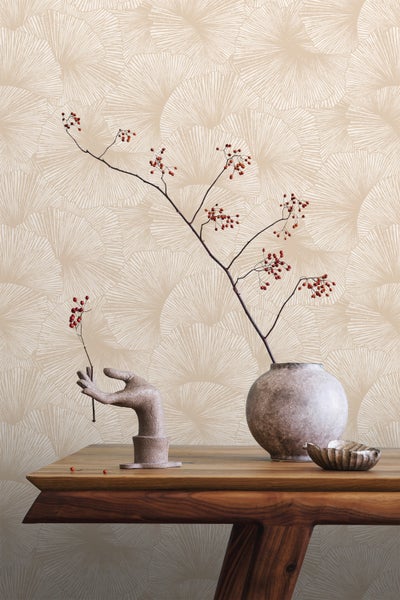 Nahaufnahme einer Tapete mit fächerförmigem Muster