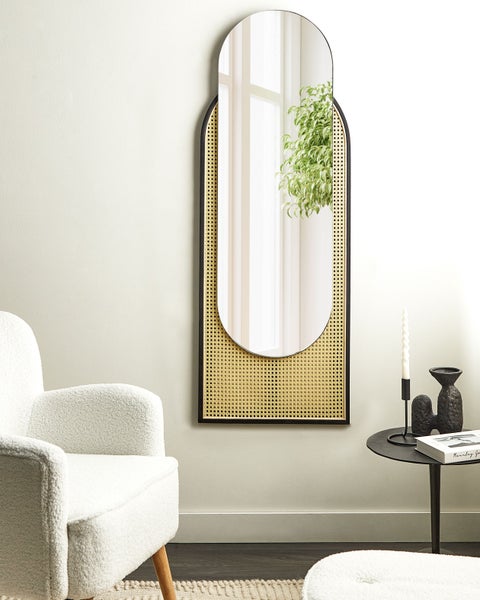 Wandspiegel NEVERS 53 cm 143 cm Rattan Naturfarben
