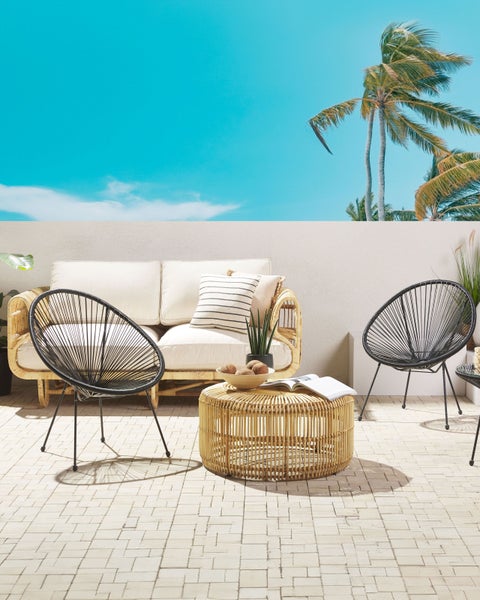 Gartenstuhl 2er Set ACAPULCO II Polyrattan Schwarz