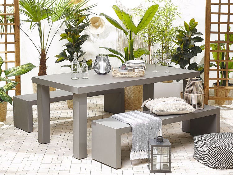 Gartenmöbel Set mit Bänken 4-Sitzer TARANTO Beton Grau