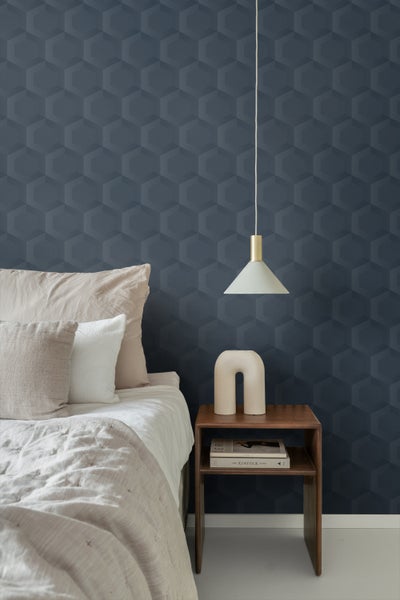 Origin Wallcoverings Tapete 3D Wabenmuster Dunkelblau - 53 cm x 10.05 m - 348022