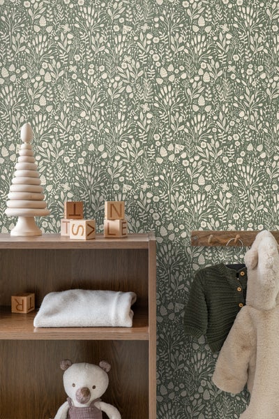 ESTAhome Tapete Blumen Grün - 50 x 900 cm - 131250