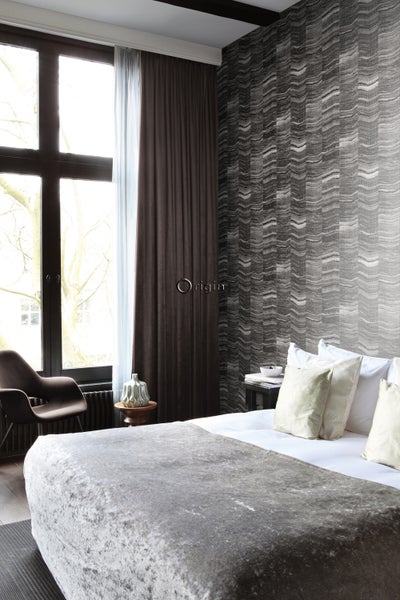 Origin Wallcoverings Tapete Zick-Zack-Mamorstreifen Schwarz - 53 cm x 10,05 m - 337250