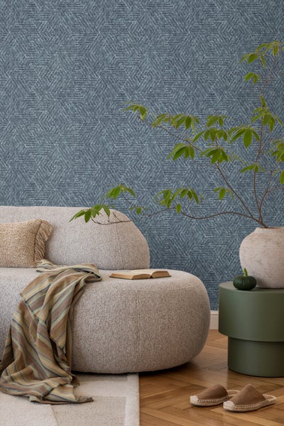Sanders und Sanders Tapete grafische Linien Graublau - 53 cm x 10 m - 640508
