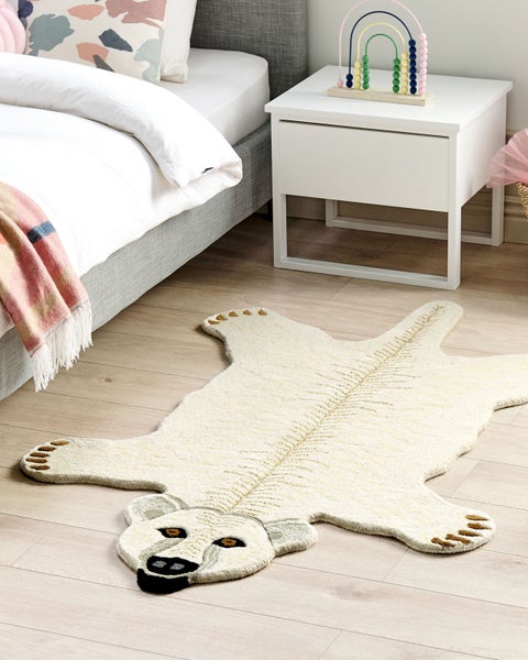 Kinderteppich TAQQIQ Weiß 100 x 160 cm Wolle